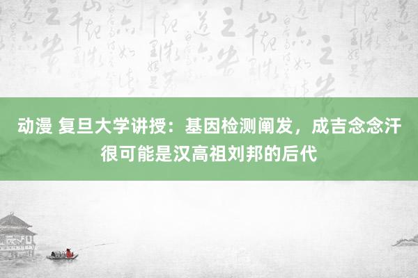 动漫 复旦大学讲授：基因检测阐发，成吉念念汗很可能是汉高祖刘邦的后代