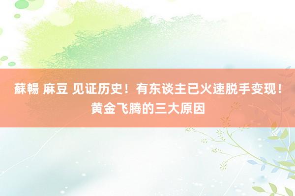 蘇暢 麻豆 见证历史！有东谈主已火速脱手变现！黄金飞腾的三大原因