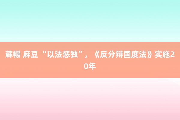 蘇暢 麻豆 “以法惩独”，《反分辩国度法》实施20年