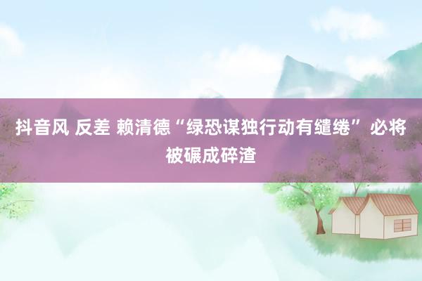 抖音风 反差 赖清德“绿恐谋独行动有缱绻” 必将被碾成碎渣