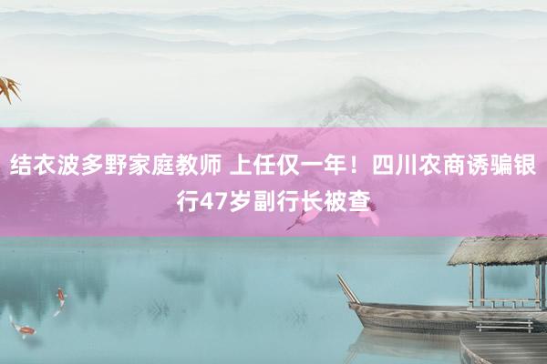 结衣波多野家庭教师 上任仅一年！四川农商诱骗银行47岁副行长被查