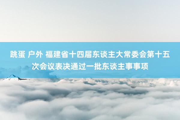 跳蛋 户外 福建省十四届东谈主大常委会第十五次会议表决通过一批东谈主事事项