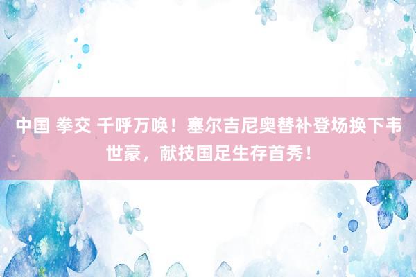 中国 拳交 千呼万唤！塞尔吉尼奥替补登场换下韦世豪，献技国足生存首秀！