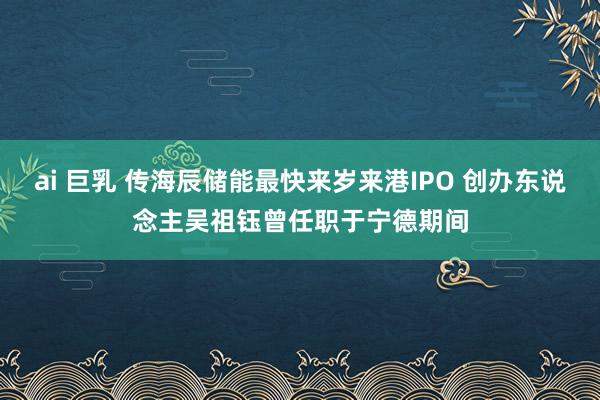ai 巨乳 传海辰储能最快来岁来港IPO 创办东说念主吴祖钰曾任职于宁德期间