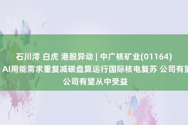 石川澪 白虎 港股异动 | 中广核矿业(01164)高开逾3% AI用能需求重复减碳盘算运行国际核电复苏 公司有望从中受益