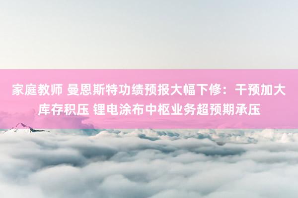 家庭教师 曼恩斯特功绩预报大幅下修：干预加大库存积压 锂电涂布中枢业务超预期承压
