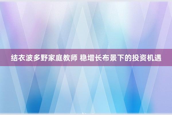 结衣波多野家庭教师 稳增长布景下的投资机遇