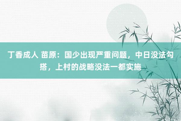 丁香成人 苗原：国少出现严重问题，中日没法勾搭，上村的战略没法一都实施