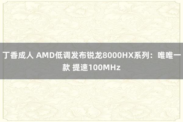 丁香成人 AMD低调发布锐龙8000HX系列：唯唯一款 提速100MHz
