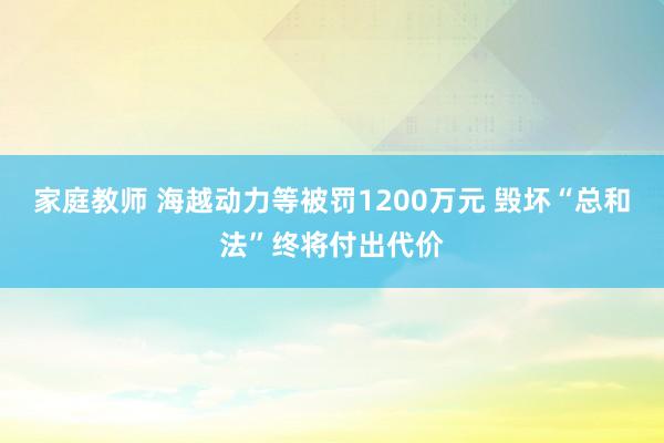 家庭教师 海越动力等被罚1200万元 毁坏“总和法”终将付出代价