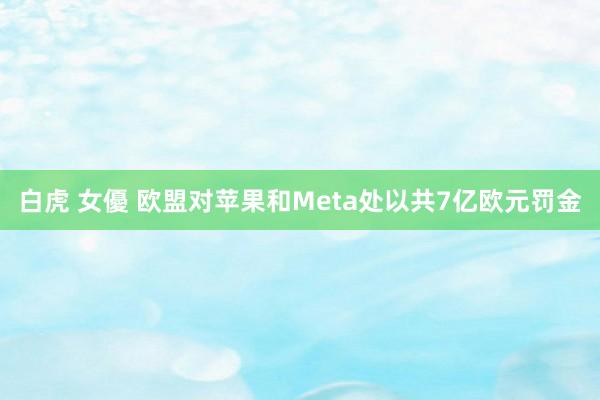 白虎 女優 欧盟对苹果和Meta处以共7亿欧元罚金