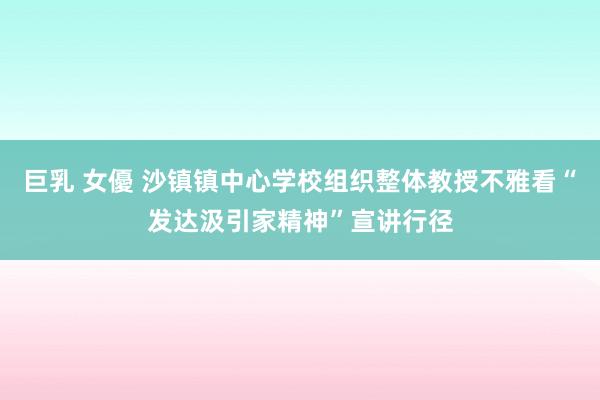 巨乳 女優 沙镇镇中心学校组织整体教授不雅看“发达汲引家精神”宣讲行径